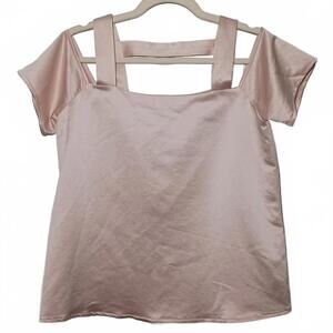NEW Collective Concepts Blush Pink Cold‎ Shoulder Square Neck Blouse Size S